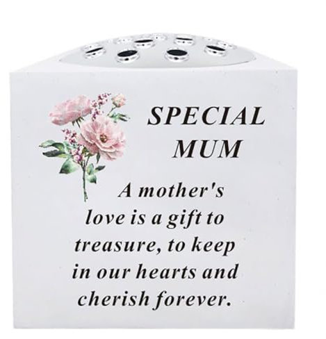 YöL Mum Grave Side Vase Floral Resin Rose Bowl With Chrome Lid Fresh Artificial Flowers Funeral Decoration Gravestone