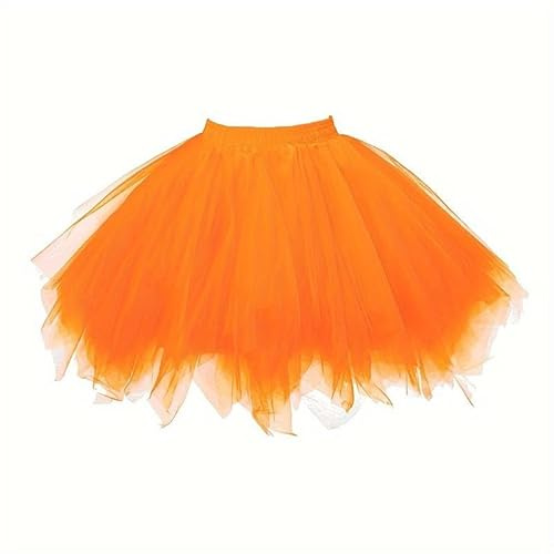Boolavard Adult Women 80's Tutu Skirt Layered Tulle Petticoat Halloween Tutu (US, Alpha, Large, X-Large, Regular, Regular, Orange)