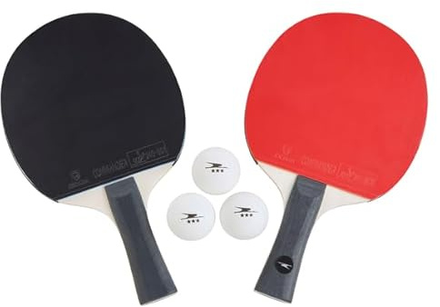 Crane Premium bordtennis-set bestående av 2 ITTF-testade nano belägg racket N80, 3 bordtennisbollar, bra bollkontoll med hög spin och hastighetsvärden (svart handtag)