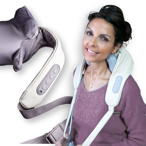 CLIMSOM ZEN | Masseur de Nuque | Cervicales et Cou | Sensation d'un Véritable Massage | Mode Mains Libres | 3 Intensités | Batterie rechargeable, câble USB-C fourni | Idée Cadeau Noël