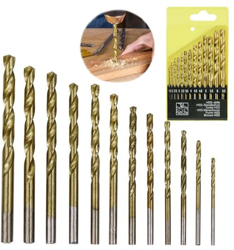 HELION 13pcs Metal Drill Bits for Hard Steel, Metal Drill Bits Set Cobalt Steel Straight Shank 1.5-6.5mm, Drills Bit Sets for Wood Plastic Stainless Steel & More