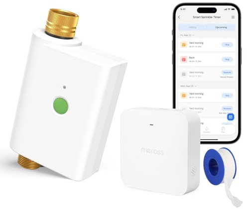 Meross Bewässerungscomputer WLAN MST100 | Automatische Bewässerung - APP Steuerung | Außen-Fernsteuerung | Regenverzögerung & Wasserverbrauchsmonitor | kompatibel mit Apple Home, Alexa und Google Home