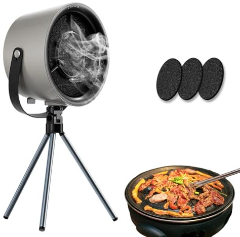 Hotte Aspirante Portable, Hotte de Cuisine Portable à 3 Vitesses, Mini Hotte Aspirante, Ventilateur Amovible et Lavable, Pour Dortoir, Camping, Barbecue Intérieur, Fondue (Noir)