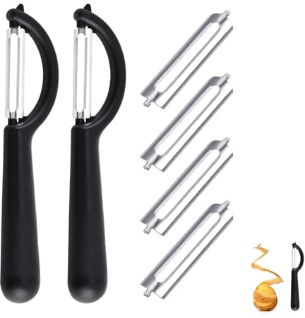 2 set P-sparskalare, 2 P-skalare med 4 reservblad rostfritt stålskalare vegetable peeler universal potatisskalare apelsinskalare skalningskniv, sparskalare, grönsaker, dubbla blad skalare med tupper