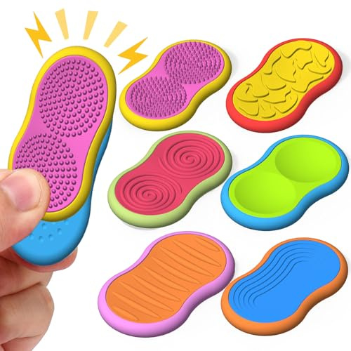 6 Pieces Magnétiques Sliders, Moxiewell Fidget Toys Jouets Sensoriels, Anti-Stress avec 6 Textures pour Autisme et TDAH, Silicone Doux pour Concentration et Relaxation