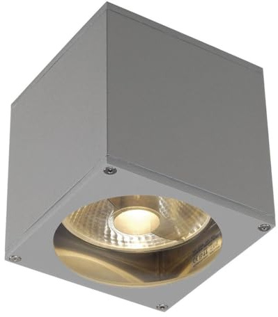 SLV BIG THEO WALL OUT vägglampa, fyrkantig, silvergrå, ES111, max. 75 W