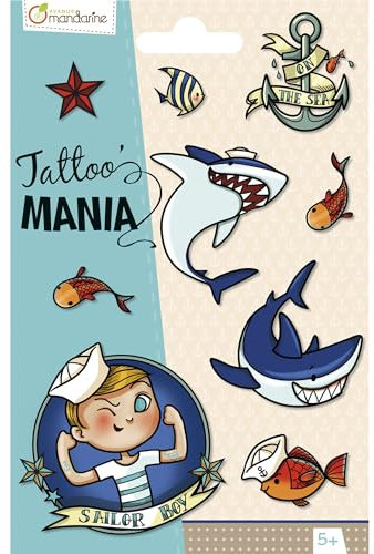 Avenue Mandarine CC004O Packung Tattoo Mania, ideal für Kinder ab 5 Jahren, 1 Pack, Matrose