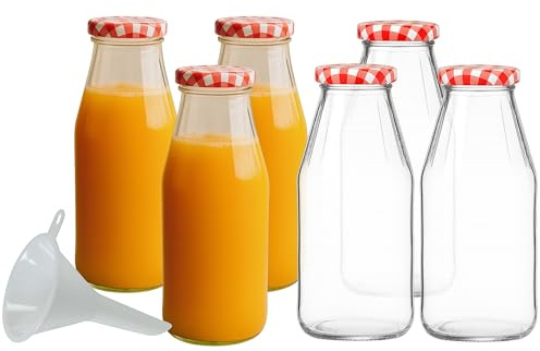 mikken 6 x glasflaskor 500 ml, flaska med skruvlock inkl. tratt