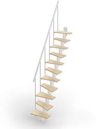 Scala Mister Step SMALL salvaspazio Rettilinea 10 Gradini H 220-260 cm. betulla - grigio argento
