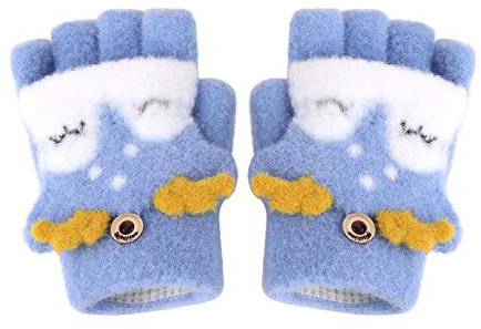 Gants Demi-Doigts/Doigts Complets pour Enfants Gants à Double Usage Gants Demi-Doigts Tricotés sans Doigts Gants à Clapet Gants Chauds Sans Doigts 2-6 ans