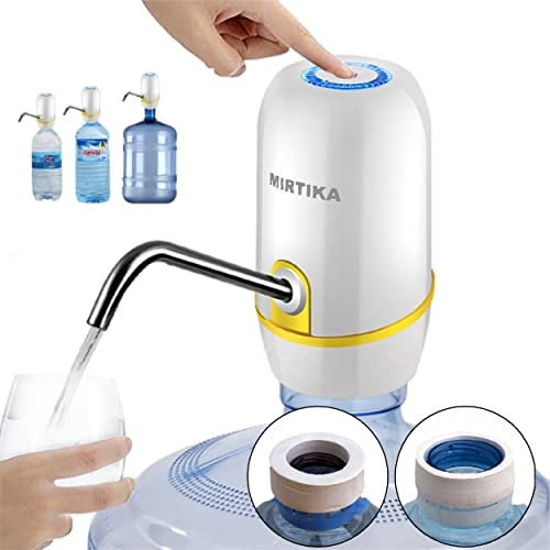 MIRTIKA Dispensador de Agua para garrafas con Adaptador para Botellas de Agua comerciales. Grifos para Botellas de Agua Mineral. Dispensadores de Agua para bidones, Bomba eléctrica Agua (Blanco)