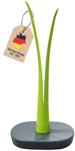 Intirilife Soporte para Rollos de Cocina en Aspecto de Hoja - Soporte para Rollos de Cocina, de pie, Antideslizante, 32.5 cm de Altura en Verde