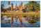 ARTland Wanddeko Leinwand Bilder Wandbild 120x80 cm Natur Teich Idyll Tempel Statue Buddha Buddhismus Wat Mahathat Thailand U4XI