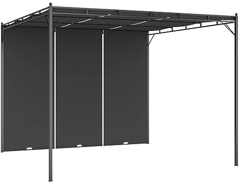 Trädgårdspaviljong, CIADAZ hopfällbar paviljong, pergola, festtält, markis och soltält, trädgårdspaviljong, grillpaviljong, med sidogardin 3 x 3 x 2,25 m antracit