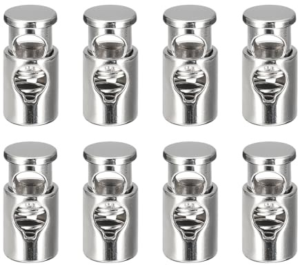 QUARKZMAN 8 st Metallrepklämmor, 4,2 mm Single Hål Hävstångsfjäder Klämmor Rep Fin Sliding Fixer för Ryggsäckar Kläder Dragsko Lanyards, Silver Vit, Silver vit, 4.2mm