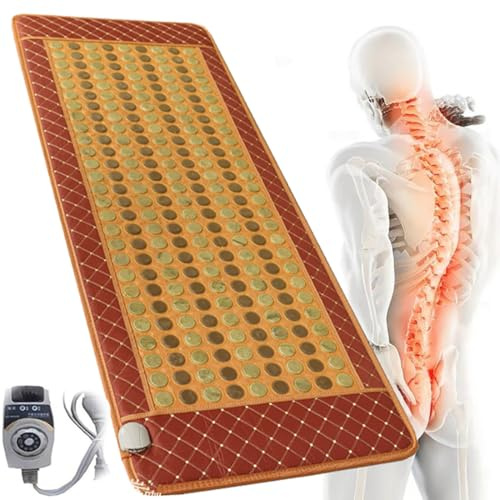 HAILM Large Heating Pad Far Infrared Stone Natural Jade Tourmaline Cushion Heating Pad Massager Stone Heating Mat for Warms Back Waist Home Office Use,70x190cm