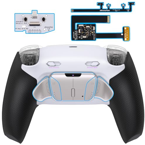 eXtremeRate Paddles RISE4 Plus MAX RMB Back Kit with Clicky Trigger Stops & Rubberized Grip for PS5 Controller BDM-010 020, Remappable Real Metal Back Buttons Kit for PS5 Controller – White Black