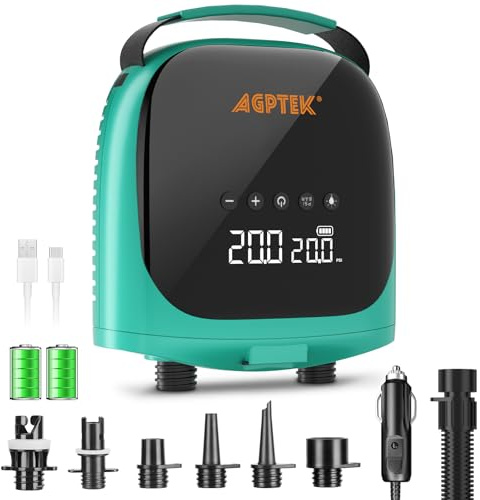 AGPTEK Inflador Paddle Surf Eléctrico, 20PSI, Recargable