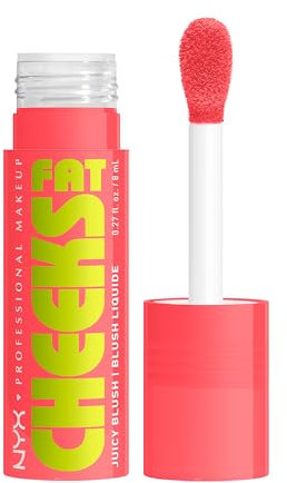 NYX Professional Makeup Fat Cheeks Juicy Blush, Blush Liquido Idratante, Colore Modulabile, Formula Vegana infusa con Peptidi, Olio di Lampone e Kiwi, Shade 05 Durian Drench, 8 ml