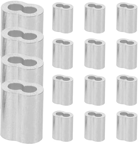 VILLFUL 200 Pezzi Morsetto Per Fune Con Fibbia In Alluminio Morsetto Per Fune In Acciaio Manicotti Per Cavi