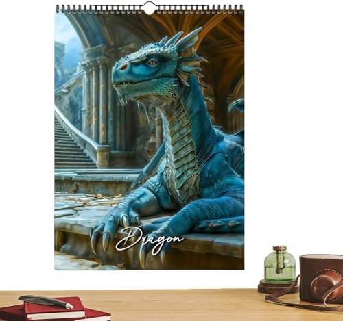 Dragon Calendar 2026 – Dragon Theme Art Fantasy – Calendario familiare 12 mensili – pianificazione, pianificazione, appuntamento, decorazione per casa, parete, stanza, studio