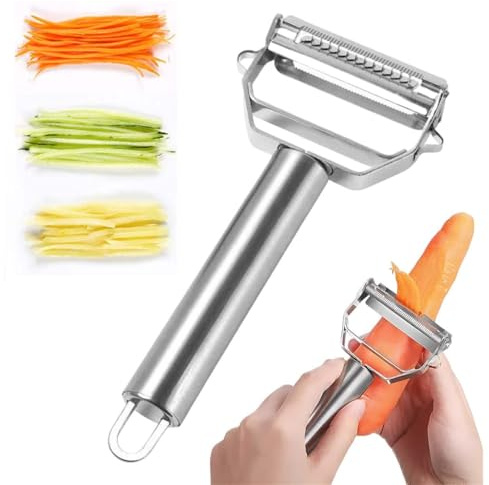 ZENQARI 1 Pezzo Pelapatate Professionale, Pelapatate in Acciaio Inossidabile Multifunzionale per Taglio, Affettatura e Sbucciatura, Ideale per Frutta e Verdura in Cucina