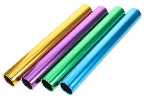 MOBUTOFU Set de 4 Bastones de Carreras de Relevos de Aleación de Aluminio Galvanizado 11.81 Pulgadas para Entrenamiento Escolar y Competiciones de Atletismo en Interiores y Exteriores