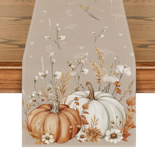 Artoid mode pumpor blommor blad höst bordslöpare 40 x 140 cm, säsongsbetonad hem vardagsrum bord dekoration inomhus semester fest dekor