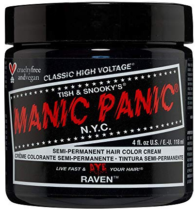 Manic Panic Raven Classic Creme, vegan, tierversuchsfrei, schwarze semipermanente Haarfarbe, 118 ml
