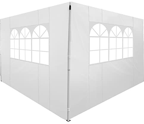 Outsunny Set 2 Pareti Laterali per Gazebo 3x3 m Pieghevoli in tessuto Oxford con Finestre, 3x2 m, Bianco