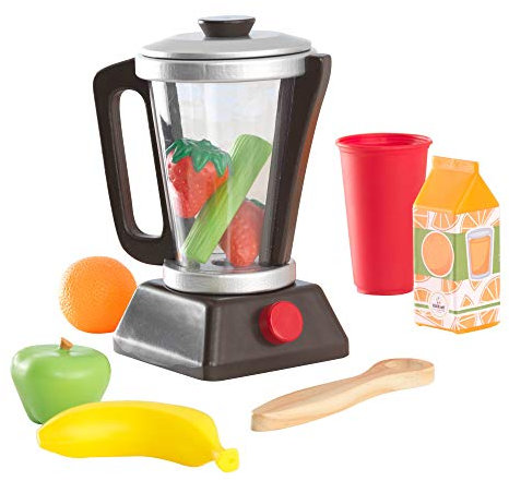 KidKraft Ensemble Blender Smoothie Espresso en Bois, Accessoire Cuisine Enfant, Kit de Ustensile Cuisine Électroménager, Accessoire pour Dinette, Jouet Enfant dès 3 Ans, 63376