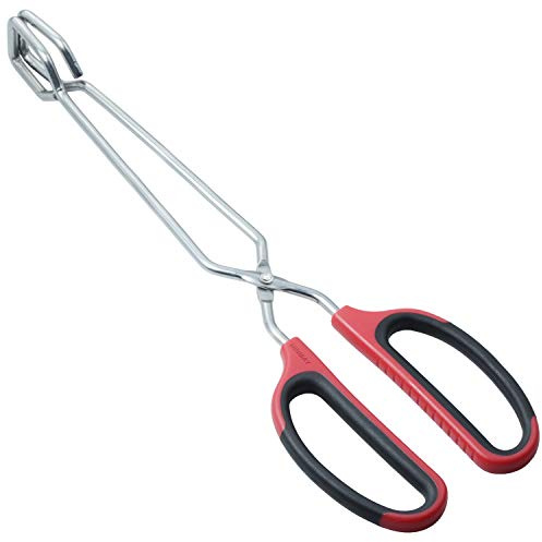 HINMAY Stainless Steel Scissor Tongs with Comfort-Grip Handle 12-Inch