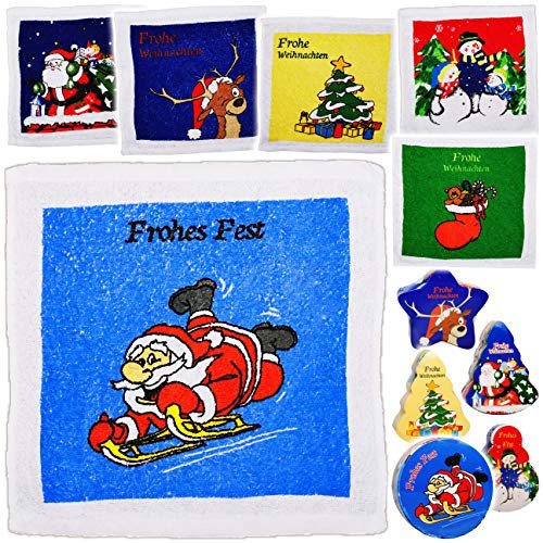 alles-meine.de GmbH 4 Stück magische Waschlappen/Handtücher - Zauberwaschlappen - Weihnachten - Frottee aus 100% Baumwolle - Magic Towel - Waschfleck - Waschtuch - Waschhand..