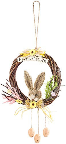 PEARL Osterkranz zum Aufhängen: Weidenkranz zum Aufhängen, mit Schriftzug Frohe Ostern und Osterdeko (Osterdeko Kranz, Osterkranz Hängen, Weide)