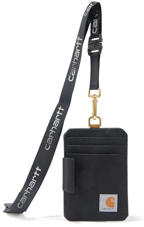 Carhartt Standard Ausweishalter aus Segeltuch, wasserabweisend, mit reflektierendem Schlüsselband, Nylon-Ente (Schwarz), Einheitsgröße
