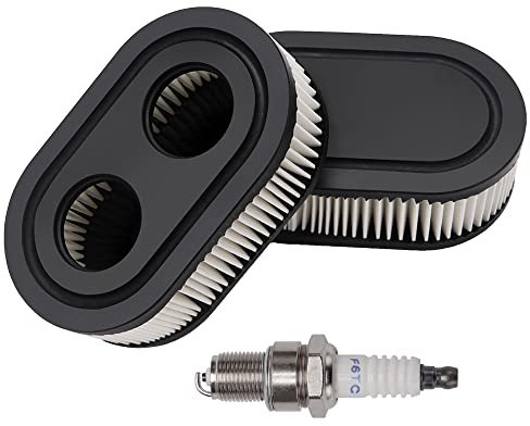 VooGenzek 3 Stücke Rasenmäher Luftfilter mit 1 Zündkerze Kompatibel mit Briggs & Stratton Motoren 798452 593260, Rasenmäherfilter Ersetzen