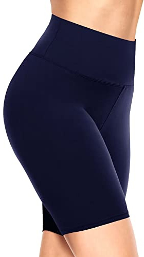 TNNZEET Cycling Shorts Women High Waisted Ladies Cycle Leggings for Gym Biker Running （Navy,2XL）