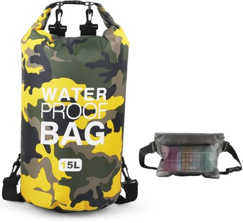 Idefair Wasserdichter Packsack, Schwimmender Trockenrucksack Strandtasche Leichter Trockensack für den Strand, Bootfahren, Angeln, Kajakfahren, Schwimmen, Rafting, Camping 5L 10L 15L 20L 30L