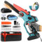 Mini Chainsaw Cordless 6 and 8 Inch with 4000mAh Batteries, 21V Charger, and 800W Powerful Motor, Handheld Small Chain Saws Electric for Cutting Tree, Wood, Garden