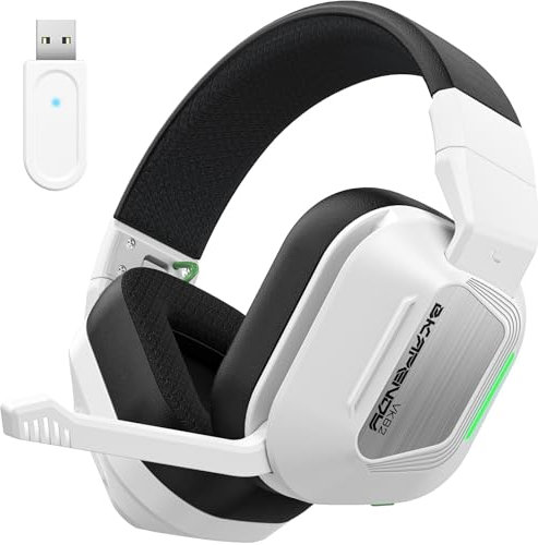 Skapendy VK82 Wireless Gaming Headset for PC, PS5, PS4-2.4GHz Lossless Audio USB & Bluetooth Gaming Headphones, Low Latency, RGB Headphones with Mic, 50Hrs Battery Life, For Mac, Tablets, Switch