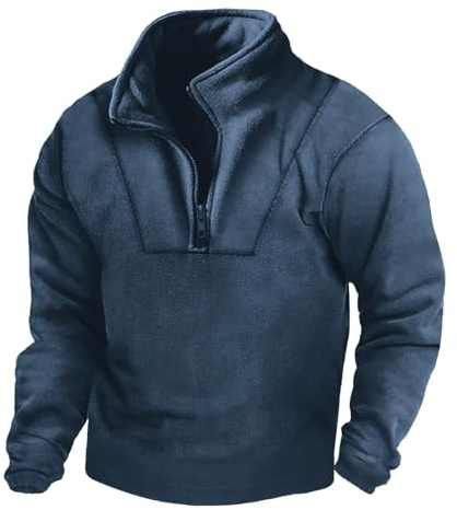 Fleecetröja män | halv dragkedja militär tröja | taktiska fleecejackor utomhus strid pullover toppar polohals långärmad tröjor vindtät sport sweatshirts höst vinter varm tröja, Z01navy, XXL