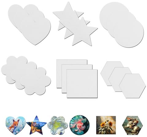 18 piccole tele magnetiche per pittura, tavola artistica, pannelli acrilici, ad olio, acquerello, esagonale, cerchio, fiori, esagonali, cerchio, quadrato, amore, pentagramma, fiori