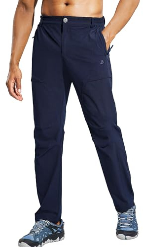 Haimont Men's Lightweight Hiking Cargo Pants with Zip Pockets Navy Blue L