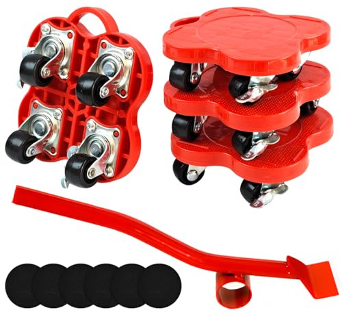 Furniture Sliders Moving Kit with 4 Wheels, Heavy Duty Furniture Lifter Tool 360° Rotating Transport Rollers for Sofa Bed Cabinet Fridge Freezer, 700LBS Max Load, Move Heavy Furniture Mover Tool Set
