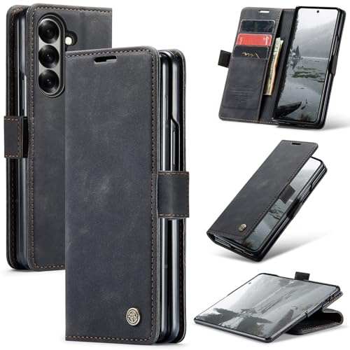 Ottcooed for Samsung Galaxy Z Fold 7 Case with Card Holder Slots Kickstand Shockproof PU leather Wallet Flip Magnetic Closure Protective phone Cover for Samsung Galaxy Z Fold 7, Black