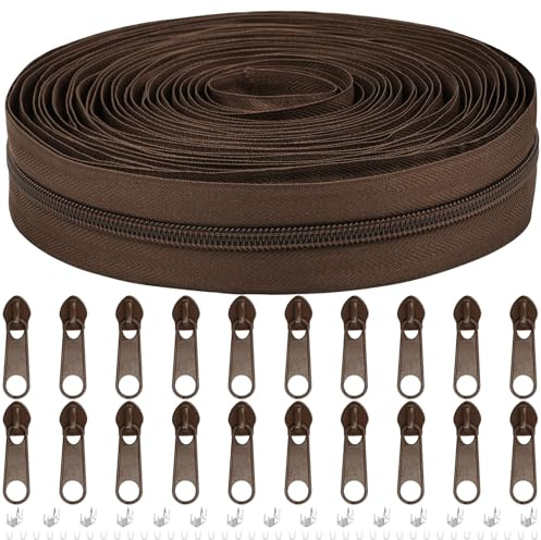 Cremallera sin fin con cremallera, 5 mm de nailon y 9 m, cremallera continua por metros y cremallera de metal para ropa, bolso, estuche, ropa de cama