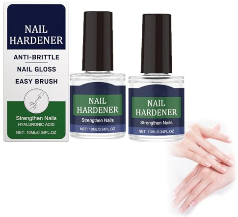 Hyaluronic Acid Nail Strengthener, 11ML Natural Calcium Nail Hardener Extra Strong and Growth, Anti Brittle Nails Strengthener for Damaged Weak, Hyaluronic Acid Nails Repair Growth Serums(2PC)