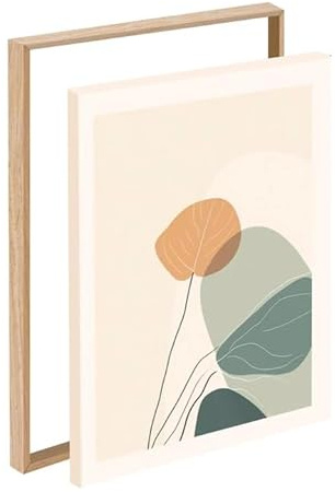 YCBTREE Canvas Frame, Aluminium Frame Canvas Stretcher Bars No Drilling Required Modern Black Picture Frames Wall Hanging Floating Frames for Artwork Oil Paintings (Woodgrain, 30×40cm)