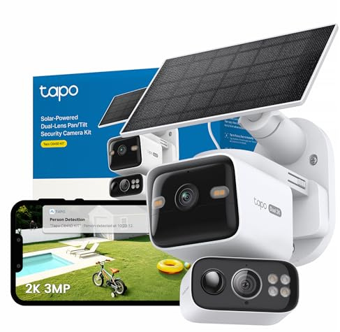 Tapo C645D KIT 2K 3MP Dual Lens Solar Security Camera Outdoor Wireless,Smart AI Outdoor Camera,Night Colour,Ultra Wide Angle,Live Stream CCTV,IP65,Alexa,Google Home,Flexible Storage,No Monthly fee