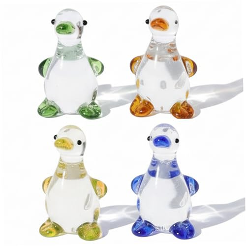 Monetais 4 Piezas de Adorno de Pato, adorables Figuras de Pato de Cristal, Encantadora decoración de Escritorio para el hogar, Oficina, esculturas de Animales de Cristal